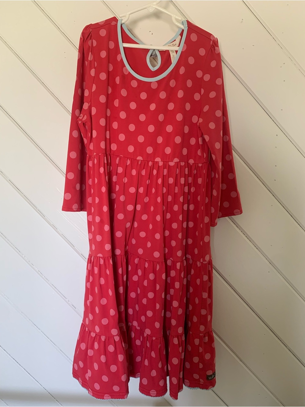 Matilda Jane Red Pink Polka Dot Tiered Dress Sz14